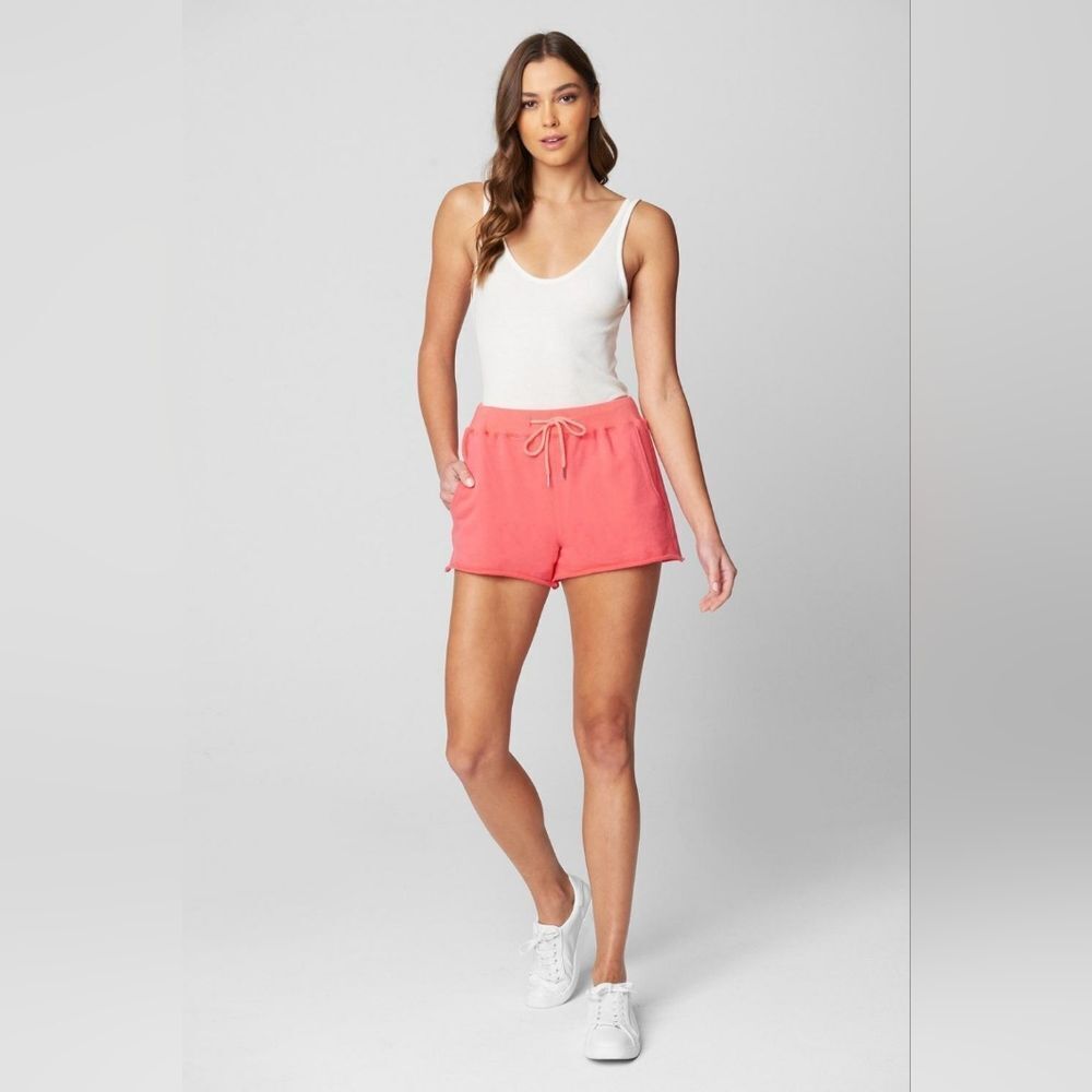Coral French Terry Shorts Drawstring Pull On Lounge Casual Cotton NWT M